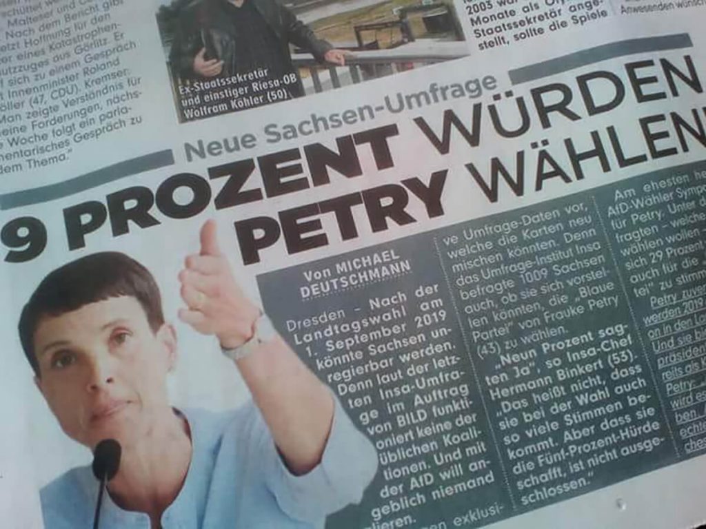 9 der Sachsen würden Die blaue Partei wählen Dr. Frauke Petry Dr
